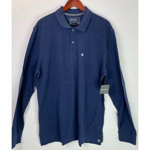 Eddie Bauer Mens TXL Tall Long Sleeve Field Polo Navy NWT